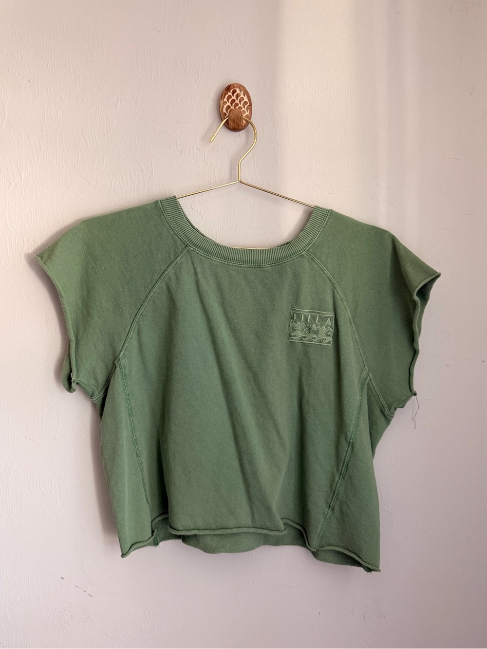 Billabong Washed Green Cropped Crewneck Top